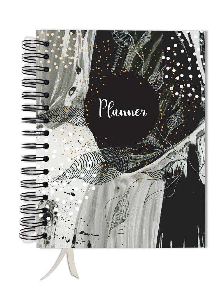 Planer / kalendarz bez dat - CZARNE LIŚCIE
