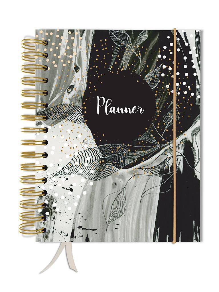 Planer / kalendarz bez dat - CZARNE LIŚCIE