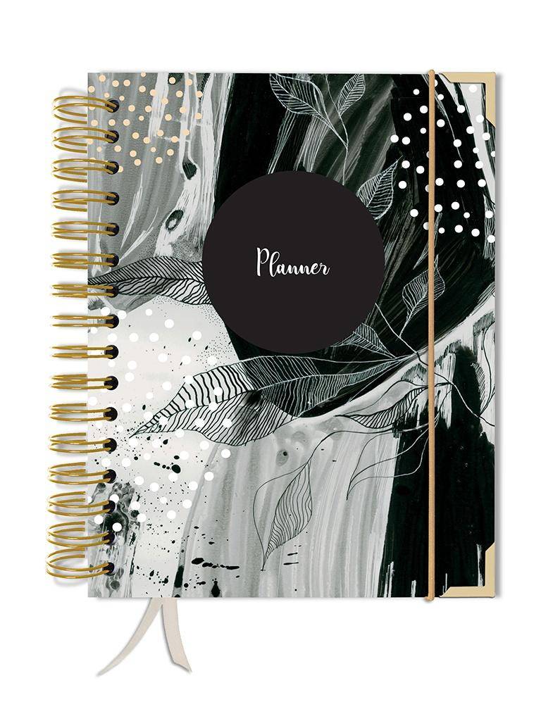 Planer / kalendarz bez dat - CZARNE LIŚCIE