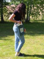 Torebka handmade i zero waste - zielona, kwiatki